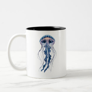 Caneca De Café Em Dois Tons Design de Jeléfish Transparente Oceânico