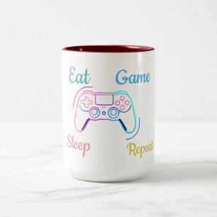 Caneca De Café Em Dois Tons design de jogos neon personalizável