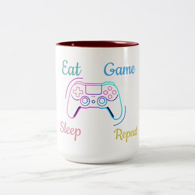 Caneca De Café Em Dois Tons design de jogos neon personalizável (Centro)