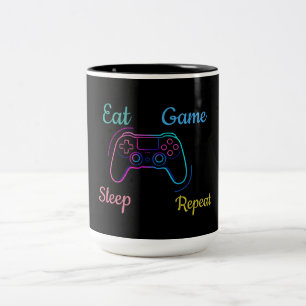 Caneca De Café Em Dois Tons design de jogos neon personalizável