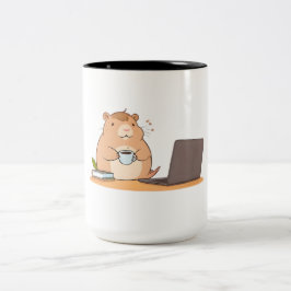 Caneca De Café Em Dois Tons Design de Laptop de Café do Programador Capivara F