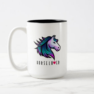 Caneca De Café Em Dois Tons Design de Lover de Cavalo de Indigo