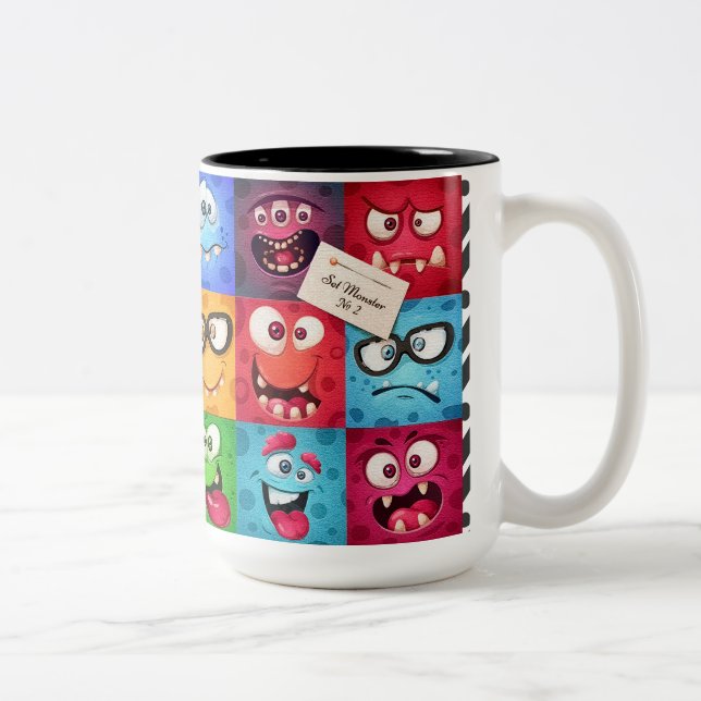 Caneca De Café Em Dois Tons Design de Mug de Expressões Multifaces (Direita)