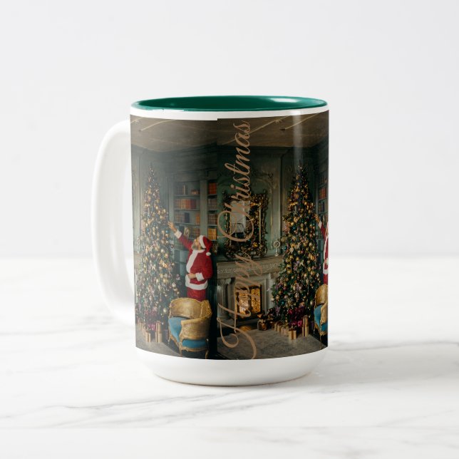 Caneca De Café Em Dois Tons Design de Natal (Frente Esquerda)