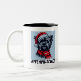Caneca De Café Em Dois Tons Design de Natal Affenpinscher