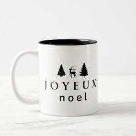 Caneca De Café Em Dois Tons Design de Natal de Joyeux Noel com Flocos de Neve