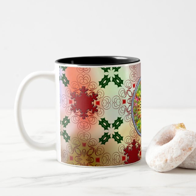 Caneca De Café Em Dois Tons Design de Natal de Sweater Feio (Com Donut)