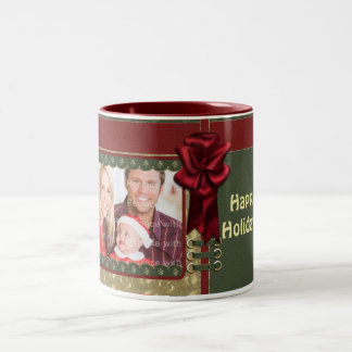 Caneca De Café Em Dois Tons Design de Natal tradicional elegante