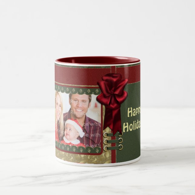 Caneca De Café Em Dois Tons Design de Natal tradicional elegante (Centro)