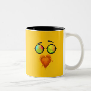 Caneca De Café Em Dois Tons Design de Óculos de Sol de Rosto Barbudo Divertido