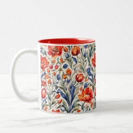 Caneca De Café Em Dois Tons Design de Padrão Tulip Bloomers WC