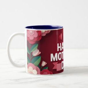 Caneca De Café Em Dois Tons Design de presentes de Dia de as mães feliz