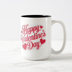Caneca De Café Em Dois Tons "Design de saudação Feliz dia de os namorados