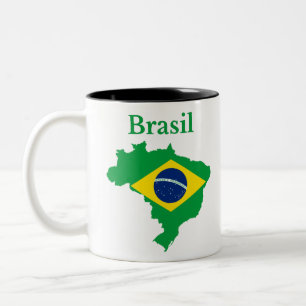 Caneca De Café Em Dois Tons Design de Sinalizador de Mapa do Brasil