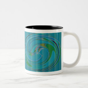 Caneca De Café Em Dois Tons Design de Swirly do verde azul