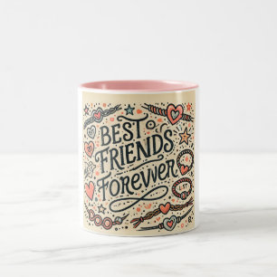 Caneca De Café Em Dois Tons Design de tipografia Melhores Amigos Para Sempre