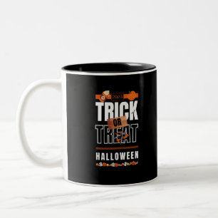 Caneca De Café Em Dois Tons design de Trick ou Treat-Halloween 2023