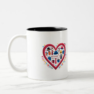 Caneca De Café Em Dois Tons Design do Coração no Dia do Pai Colorido - Pai Per