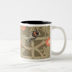 Caneca De Café Em Dois Tons Design do papel de parede da treliça com um backg