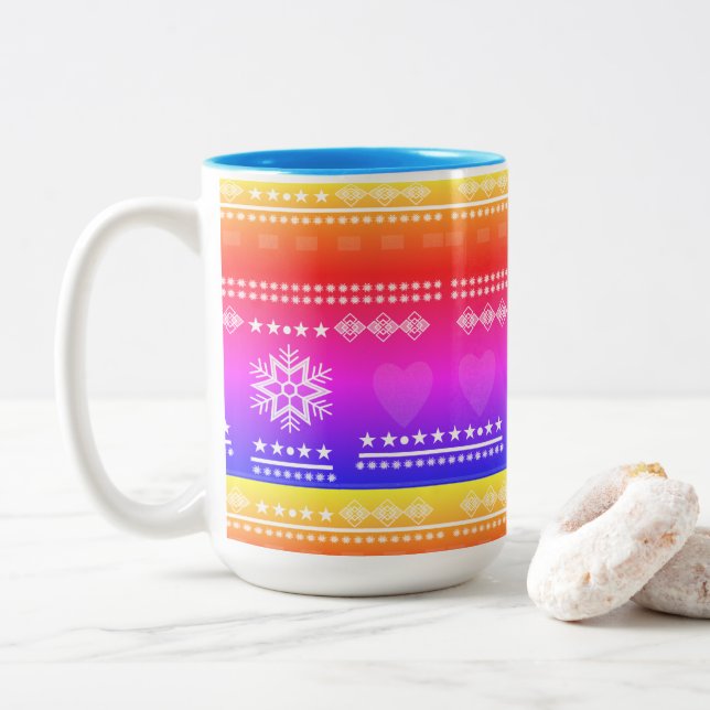Caneca De Café Em Dois Tons design escandinavo, estilo country (Com Donut)