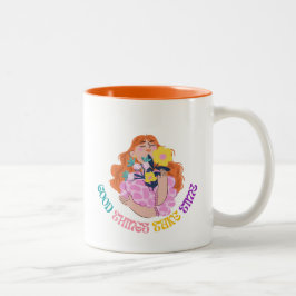 Caneca De Café Em Dois Tons Design Estético Floral Inspirador para Meninas