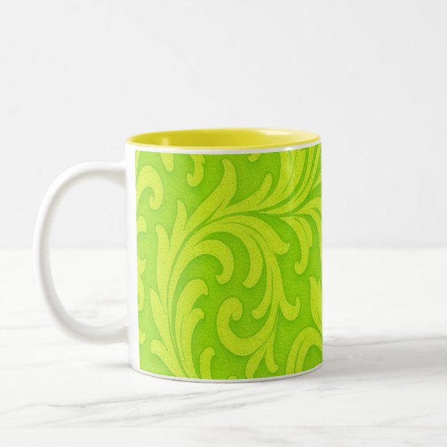 Caneca De Café Em Dois Tons design floral retrô (Esquerda)