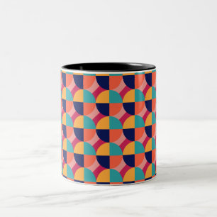 CANECA DE CAFÉ EM DOIS TONS DESIGN GEOMÉTRICO.