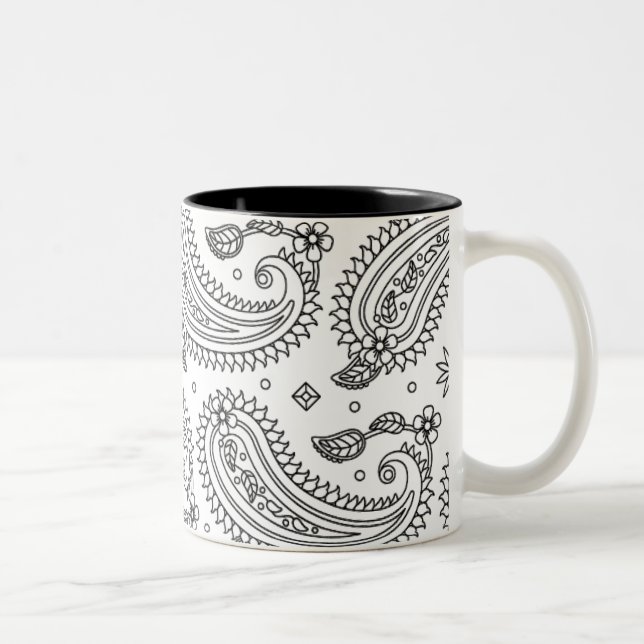 Caneca De Café Em Dois Tons Design inspirado de Paisley (Direita)