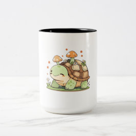 Caneca De Café Em Dois Tons Design Kawaii Cottagecore de Tartaruga da Floresta