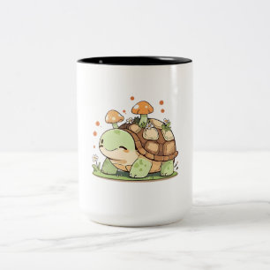 Caneca De Café Em Dois Tons Design Kawaii Cottagecore de Tartaruga da Floresta