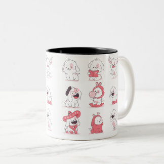 Caneca De Café Em Dois Tons design kawaii de cachorro fofo