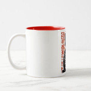 Caneca De Café Em Dois Tons Design Minimalista de Arte Folclórica de Gato Pret