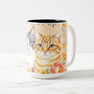 Caneca De Café Em Dois Tons Design para Amantes de Gatos Malhados Cinza e Lara