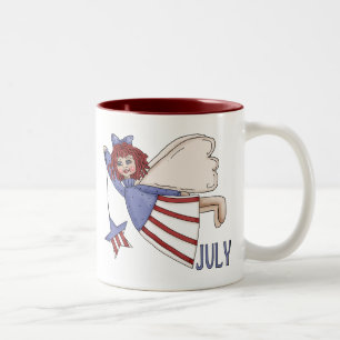Caneca De Café Em Dois Tons Design patriótico do verão do anjo de julho