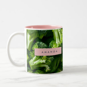 Caneca De Café Em Dois Tons Design Personalizado de Brócolis Verde Fresco