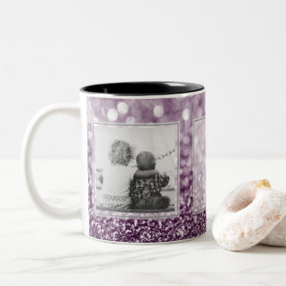 Caneca De Café Em Dois Tons Design roxo das imagens w/Text do brilho 2 seus