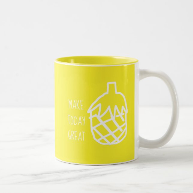 Caneca De Café Em Dois Tons Design simples e simples do abacaxi amarelo (Direita)