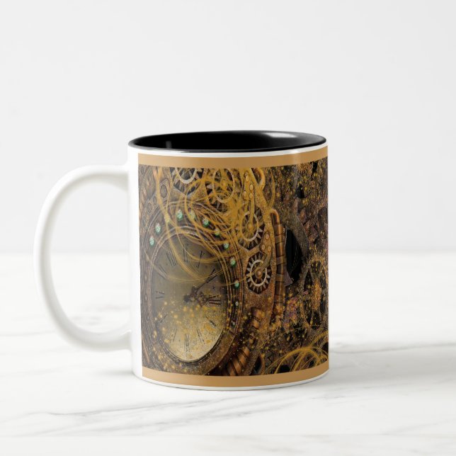 Caneca De Café Em Dois Tons Design Steampunk (Esquerda)