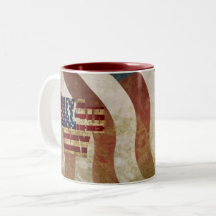 Caneca De Café Em Dois Tons Design Vintage Dia da Independência 4 de Julho