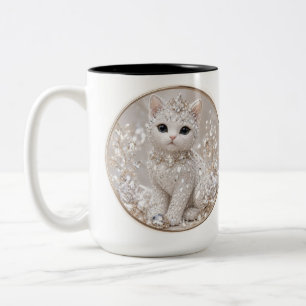 Caneca De Café Em Dois Tons Deslumbrante Princesa Diamante Gato Luxo de Alta