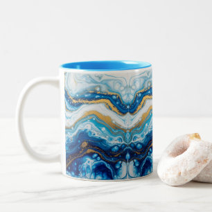 Caneca De Café Em Dois Tons Desorativa de Arte Líquida Elegante Café Mugs Abst