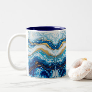 Caneca De Café Em Dois Tons Desorativa de Arte Líquida Elegante Café Mugs Abst