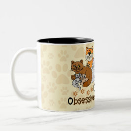 Caneca De Café Em Dois Tons Desordem obsessiva do gato de OCD