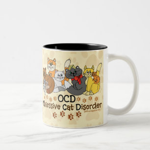 Caneca De Café Em Dois Tons Desordem obsessiva do gato de OCD