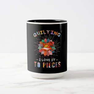 Caneca De Café Em Dois Tons Despejo E Costura Eu Amo A Pedaços