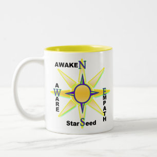 Caneca De Café Em Dois Tons Desperte, ciente, Starseed, Empath