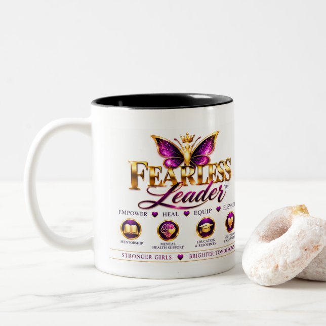 Caneca De Café Em Dois Tons Destemido  (Com Donut)