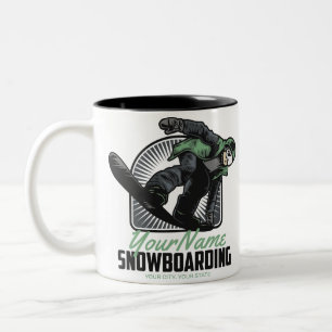 Caneca De Café Em Dois Tons Destruição Personalizada de Neve Snowboard