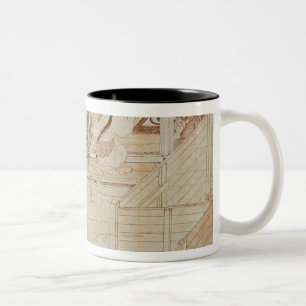 Caneca De Café Em Dois Tons Detalhe de Shigisan Engi Emaki, período de
