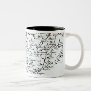 Caneca De Café Em Dois Tons Detalhe de um mapa do condado de
